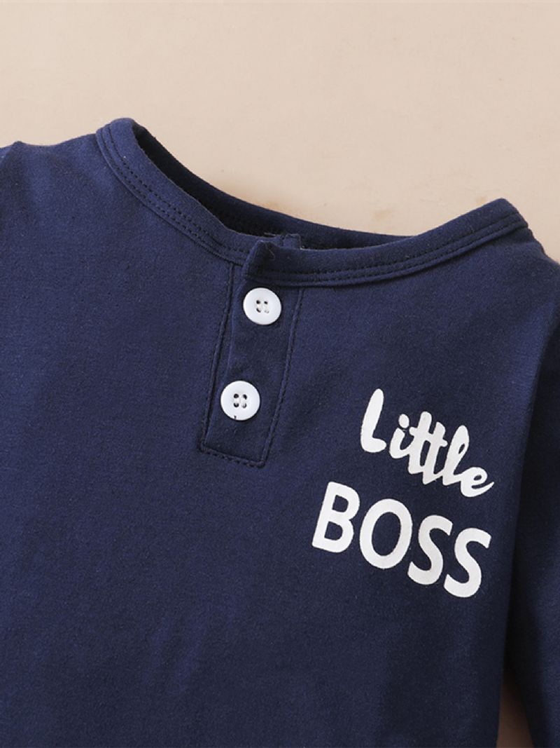 Baby Gutter Little Boss Langermet Jumpsuit Bib & Hat Set