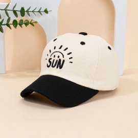 Barn Baseball Cap Letter Broderi Fargeblokk Solbeskyttelse Solskjermhatt Utendørsaktiviteter For Gutter Jenter