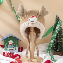 Christmas Cute Antlers Barn Ørebeskyttelse Justerbar Stretch Thermal Hat For Gutter Jenter