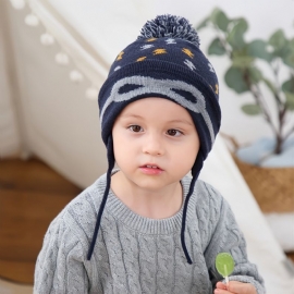 Høst Vinter Nye Barn Beanie Lue Strikket Lue Med Pom Pom