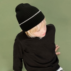 Kids Warm Beanie Cap Strikket Lue Høst Vinter Med Pom Pom