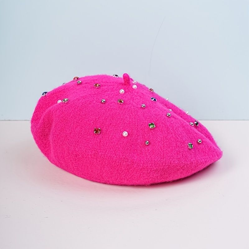 Rhinestone Beret Hat Princess Varm Mote Jenter Cap Hats Casual Style Hat For Women