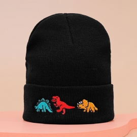 Småbarn Baby Dinosaur Broderi Beanie Strikket Lue Varm Vinter For Gutter Jenter