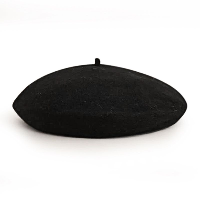 Ull Svart Beret Hat - Fransk -ensfarget Cap For Dame Jenter