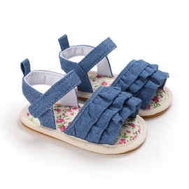 Babyjenter Ruffle Trim-sandaler Sklisikkert Småbarnssko Princess Sko Crib Sko