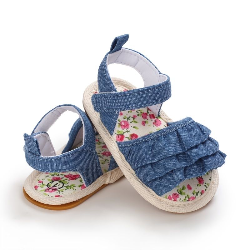 Babyjenter Ruffle Trim-sandaler Sklisikkert Småbarnssko Princess Sko Crib Sko