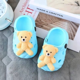 Småbarn Baby Cute Bear Sklisikker Tresko Sandaler