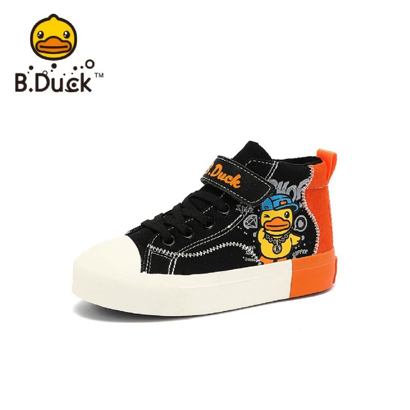 B.duck Gutter Jenter Tegneserie Joggesko Sklisikker Fleece Varm High Top Canvas Sko Vinter Barnesko