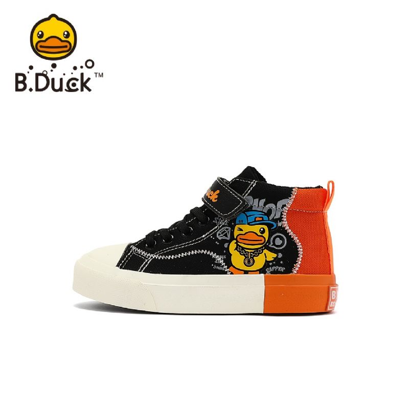 B.duck Gutter Jenter Tegneserie Joggesko Sklisikker Fleece Varm High Top Canvas Sko Vinter Barnesko