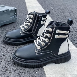 Jenter Vintage Color Block Martin Boots Støvler High Top Zip-up Snørestøvler