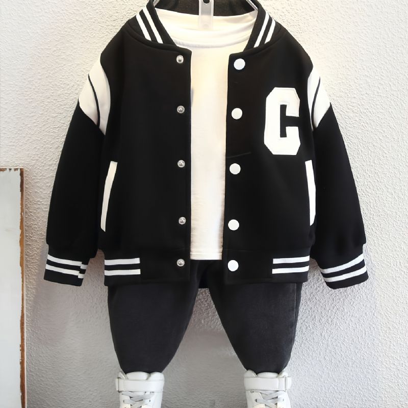 2023 Høst Vinter Nytt Gutter Letter Brodert Baseball Uniform Jacket