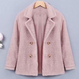 2023 Vinter Ny Ensfarge Rosa Fleecejakke Lapel Coat For Baby Jenter