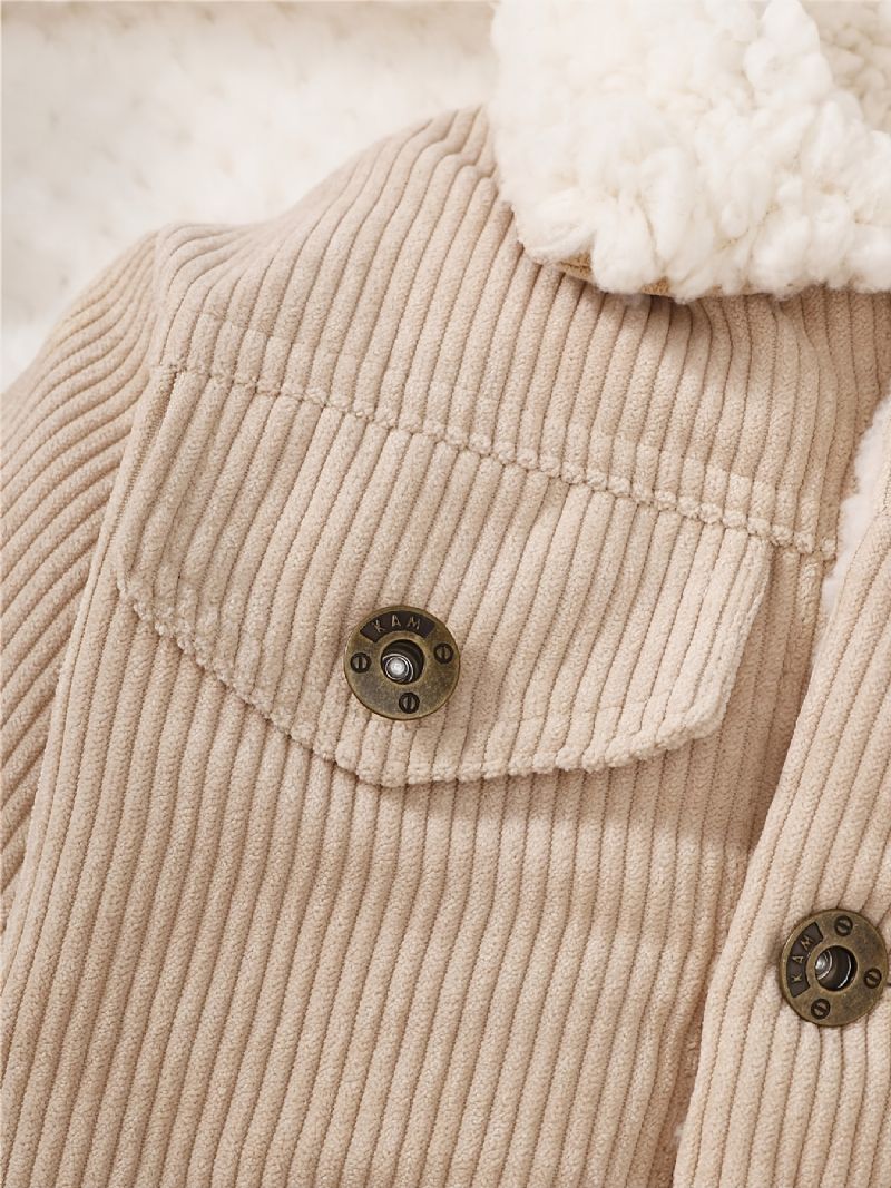 Baby Corduroy-jakke Lapel Button Down Fleece Varm Frakk Vinter Gutter Jenter Barneklær