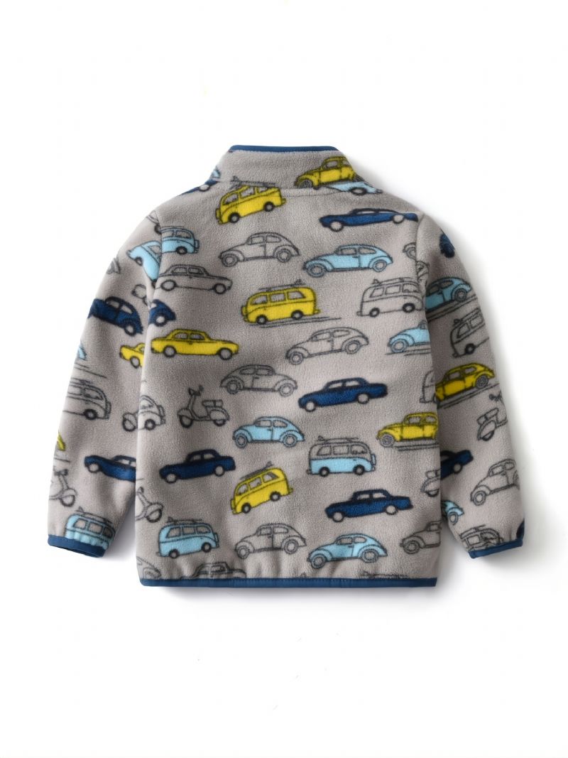 Baby Guttens' Cartoon Car Printed Fleecejakke Varm Vinterfrakk