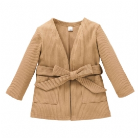 Baby Jenter Ensfarget Langermet Trench Coat & Belte