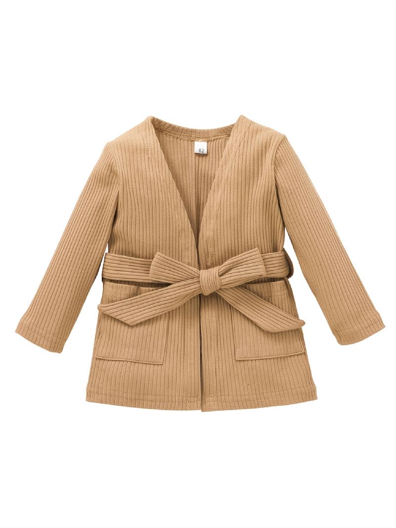 Baby Jenter Ensfarget Langermet Trench Coat & Belte