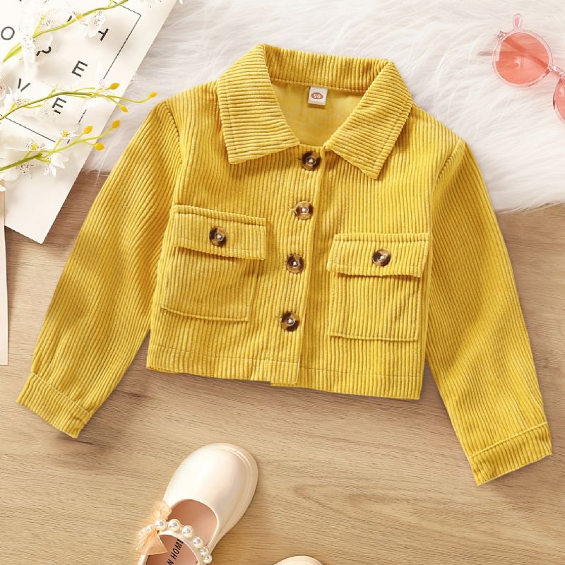 Baby Jenter Jakke Casual Button Lapel Corduroy Coat Barneklær