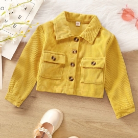 Baby Jenter Jakke Casual Button Lapel Corduroy Coat Barneklær