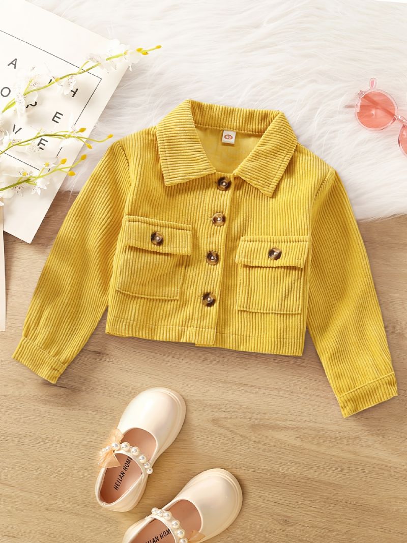 Baby Jenter Jakke Casual Button Lapel Corduroy Coat Barneklær