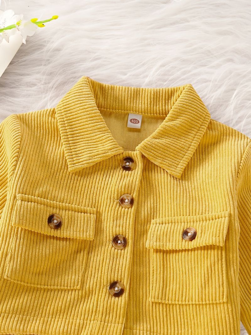 Baby Jenter Jakke Casual Button Lapel Corduroy Coat Barneklær