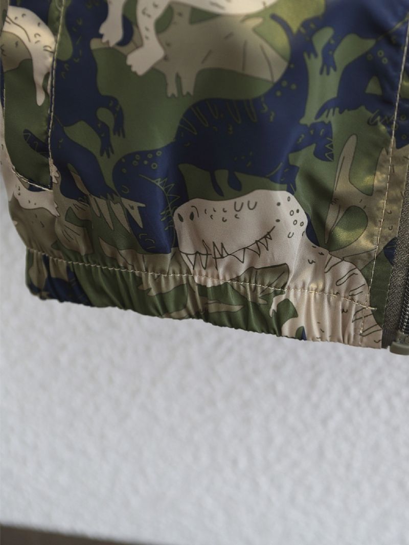 Camo-jakke Med Dinosaurtrykk For Gutter