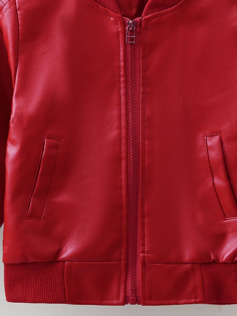 Guttens Moto Leather Jacket Gutter Fleece Polstret Zip Pocket Skinnjakke