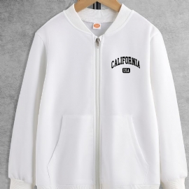 Guttens Preppy Style Letter Print Zip Up Bomber Jacket Barneklær