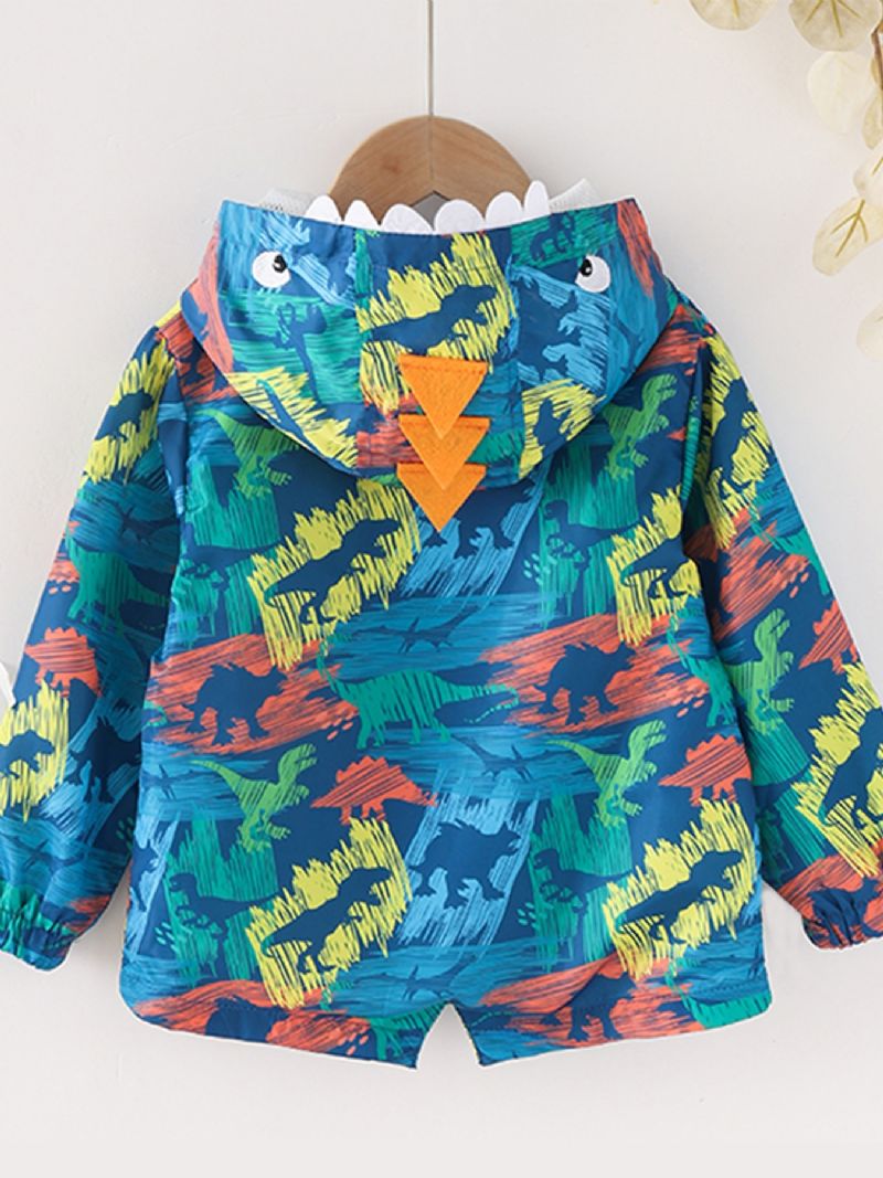 Gutter Dinosaur Full-print Tegneserie Windbreaker Motejakke Med Glidelås