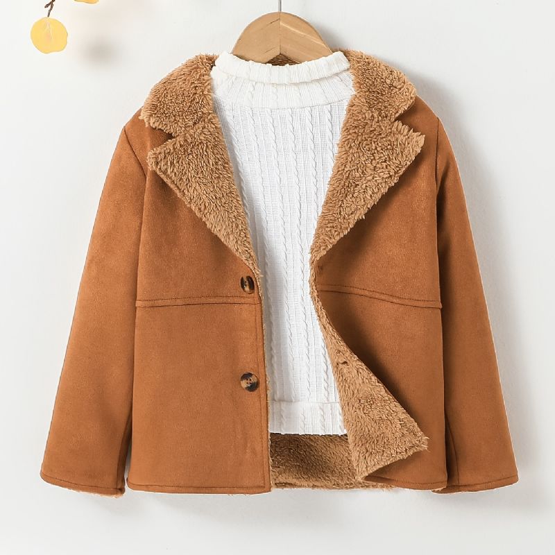 Gutter's Thickening Fleece Langermet Buttoned Jacket Topp Barnes Vinter Varm Frakk