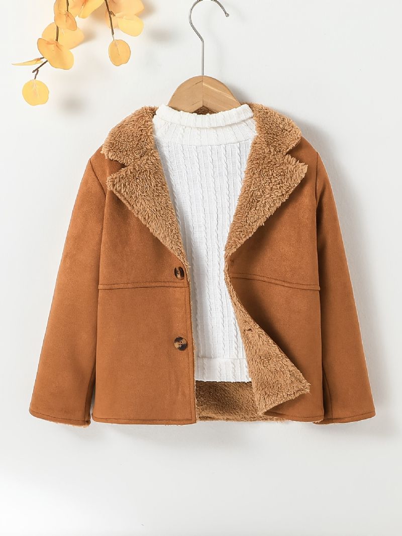 Gutter's Thickening Fleece Langermet Buttoned Jacket Topp Barnes Vinter Varm Frakk