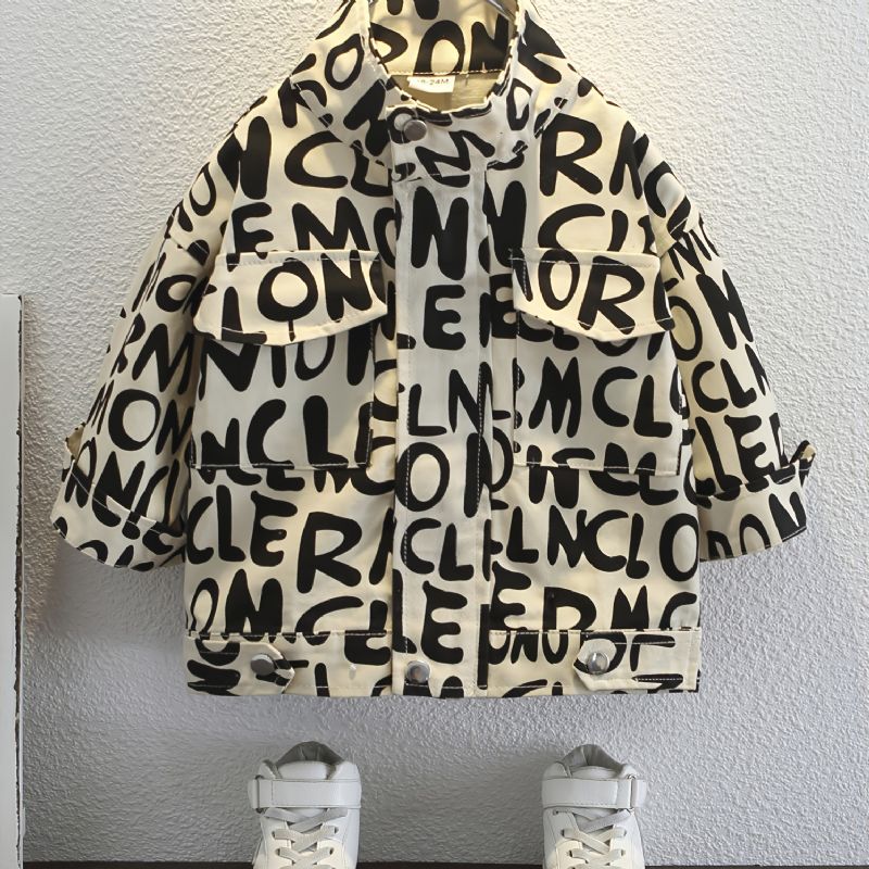 Høst Vinter Gutter Casual Mote Letter Printed Jacket