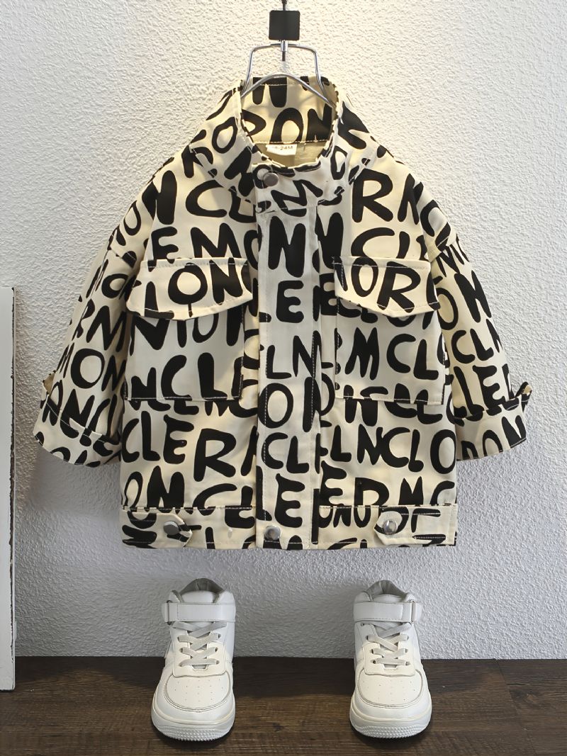 Høst Vinter Gutter Casual Mote Letter Printed Jacket