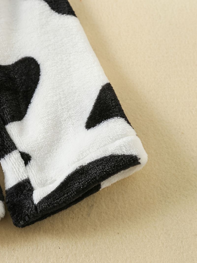 Jenter Cow Print Flanell Zipper Coat Jakke Varme Barneklær Til Vinter