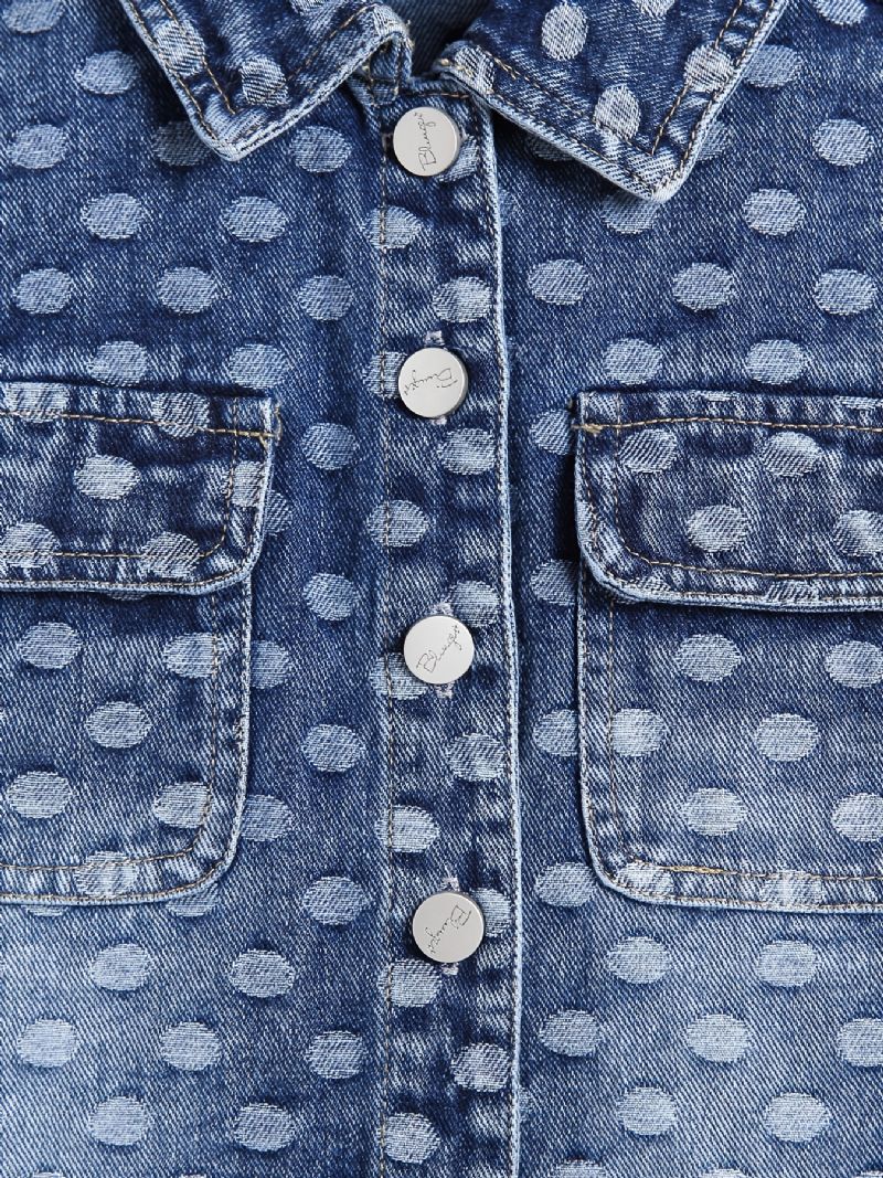 Jenter Denimjakke Lapel Button Ripped Print Coat Barneklær