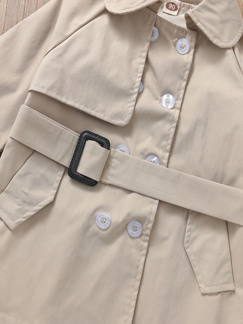 Jenter Khaki Vintage Lapel Double Breasted Long Trench Coat