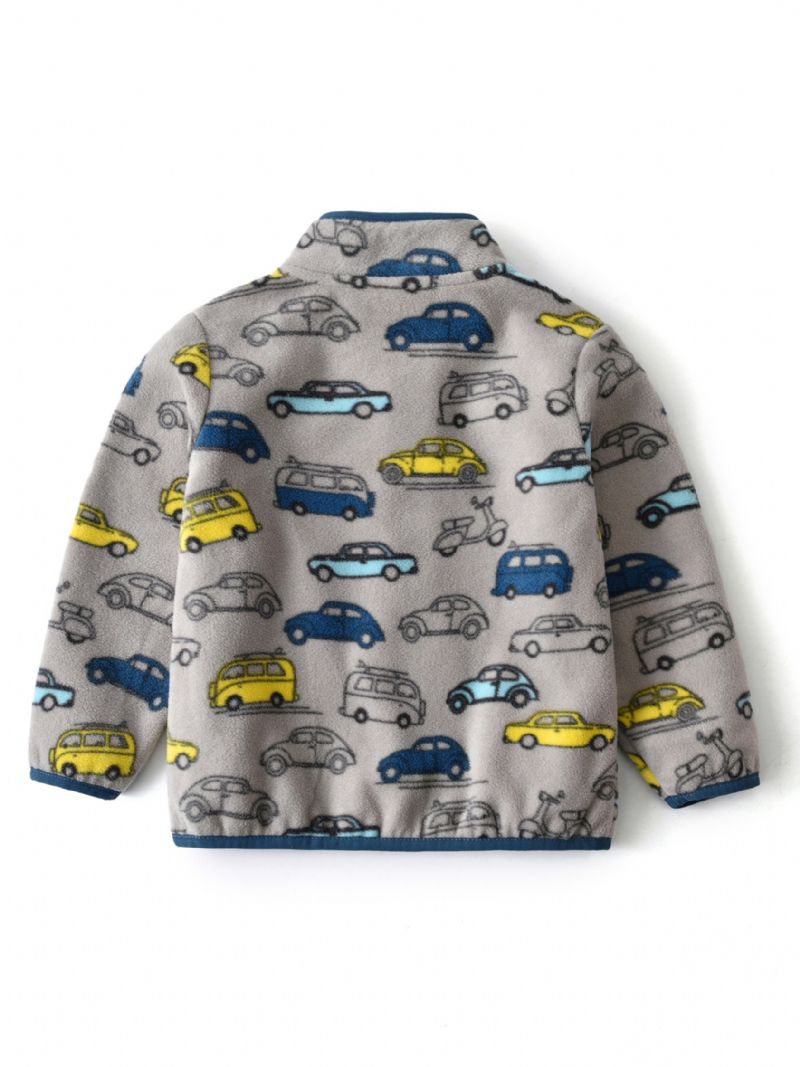 New Guttens Cute Car Printed Casual Warm Stand Collar Glidelåsjakke