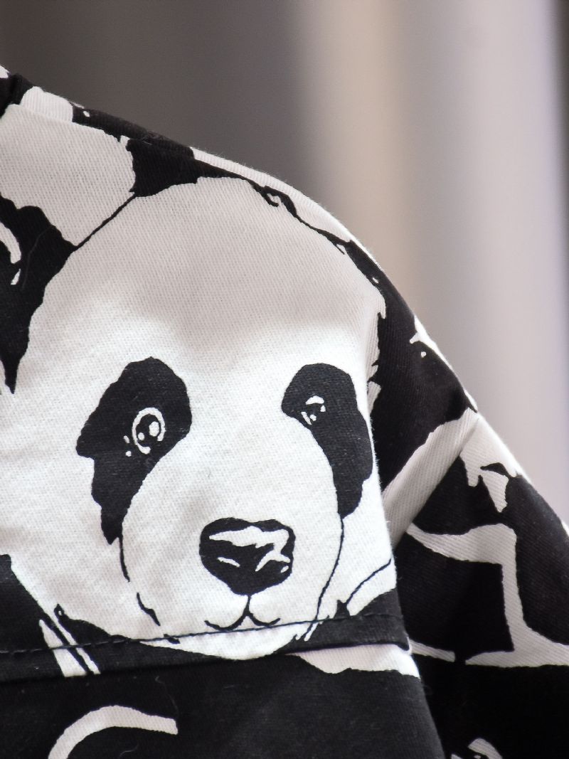 Polstret Jakke Med Panda-trykk Til Gutter
