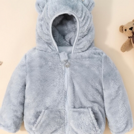 Småbarn Baby Jenter Hettejakke Flanell Zip Coat For Høst Vinter Ny