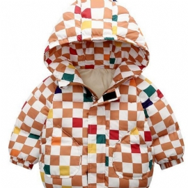 Småbarn Jenter Hette Langermet Fargerik Gingham Coat