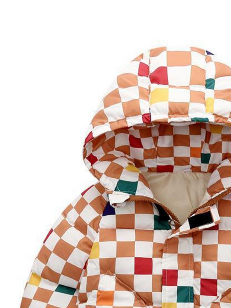 Småbarn Jenter Hette Langermet Fargerik Gingham Coat