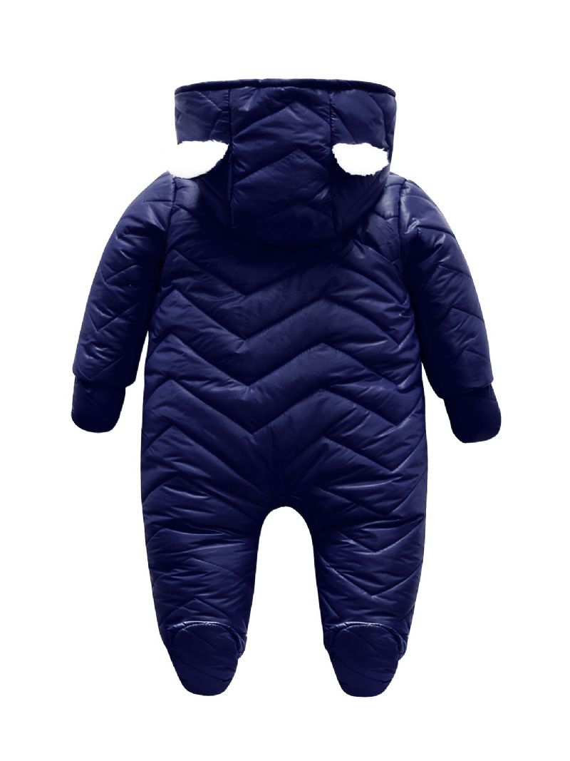 Spedbarn Småbarn Hette Snødrakt Langermet Glidelås Plysj Varm Vinter Jumpsuit Med Hansker For Baby Gutter Barneklær