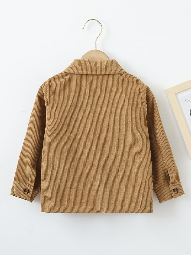 Toddler Gutter Langermet Button Down Corduroy-jakke Barneklær