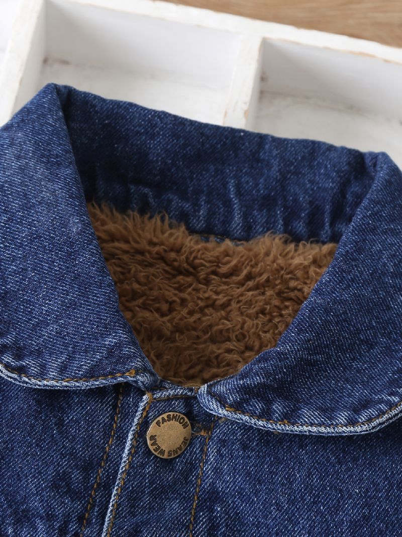 Unisex Fleece Polstret Denimjakke Til Vinter Barneklær Til Gutter Jenter