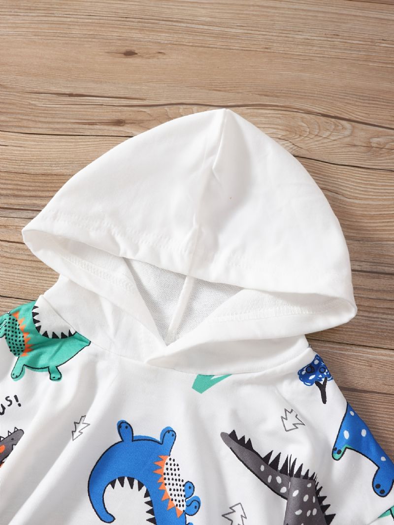 2 Stk Baby Gutter Hettegenser Dinosaur Print Langermet Pullover Genser Og Buksesett Barneklær