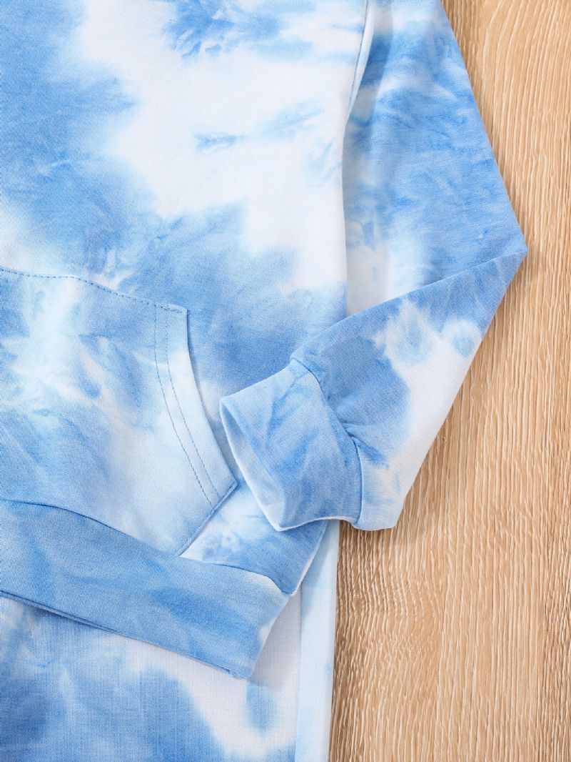 2 Stk Gutter Barn Mote Casual Tie Dye Hettegenser Buksesett