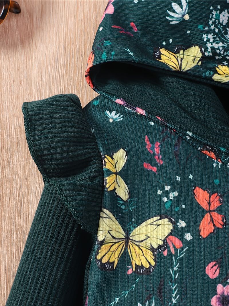 Baby Barn Jenter Hettegenser Blomster Sommerfuglmønster Barneklær