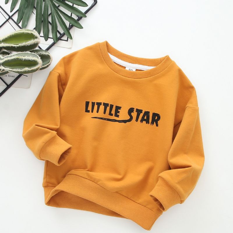 Baby Guttens' Letter Little Star Trykt Langermet Genser Med Rund Hals