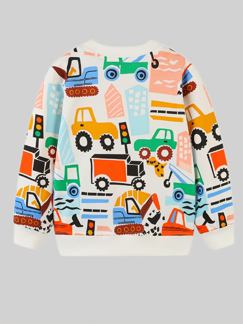 Baby Gutter Cartoon Car Print Pullover Rund Hals Langermet Sweatshirt