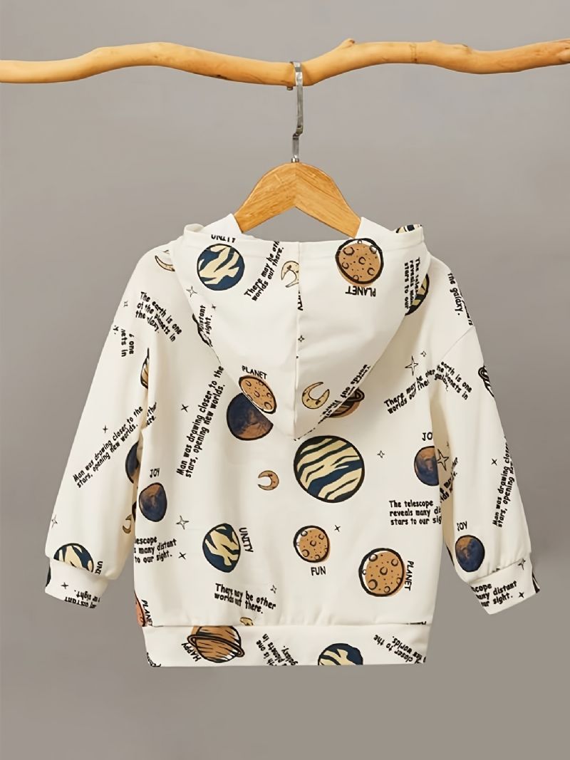 Baby Gutter Hettegenser Planet Print Langermet Sweatshirt Topper Barneklær