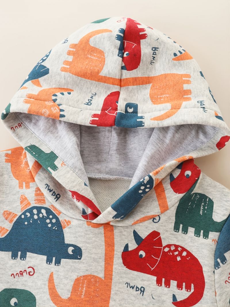 Baby Gutter Hoodie Dinosaur Print Langermet Pullover Sweatshirt